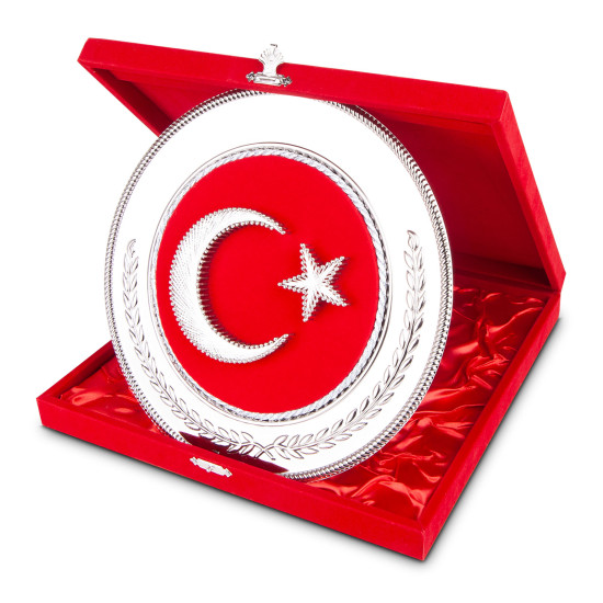HİLAL YUVARLAK BAYRAK PLAKET Promosyon AHŞAP PLAKETLER