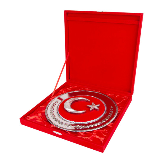 HİLAL YUVARLAK BAYRAK PLAKET Promosyon AHŞAP PLAKETLER