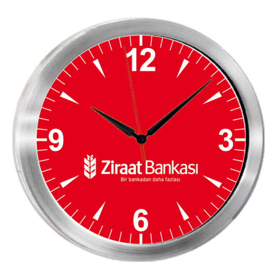 TRİTON091 GÜMÜŞ METAL KASA DUVAR SAATİ (350 MM) Promosyon DUVAR SAATLERİ